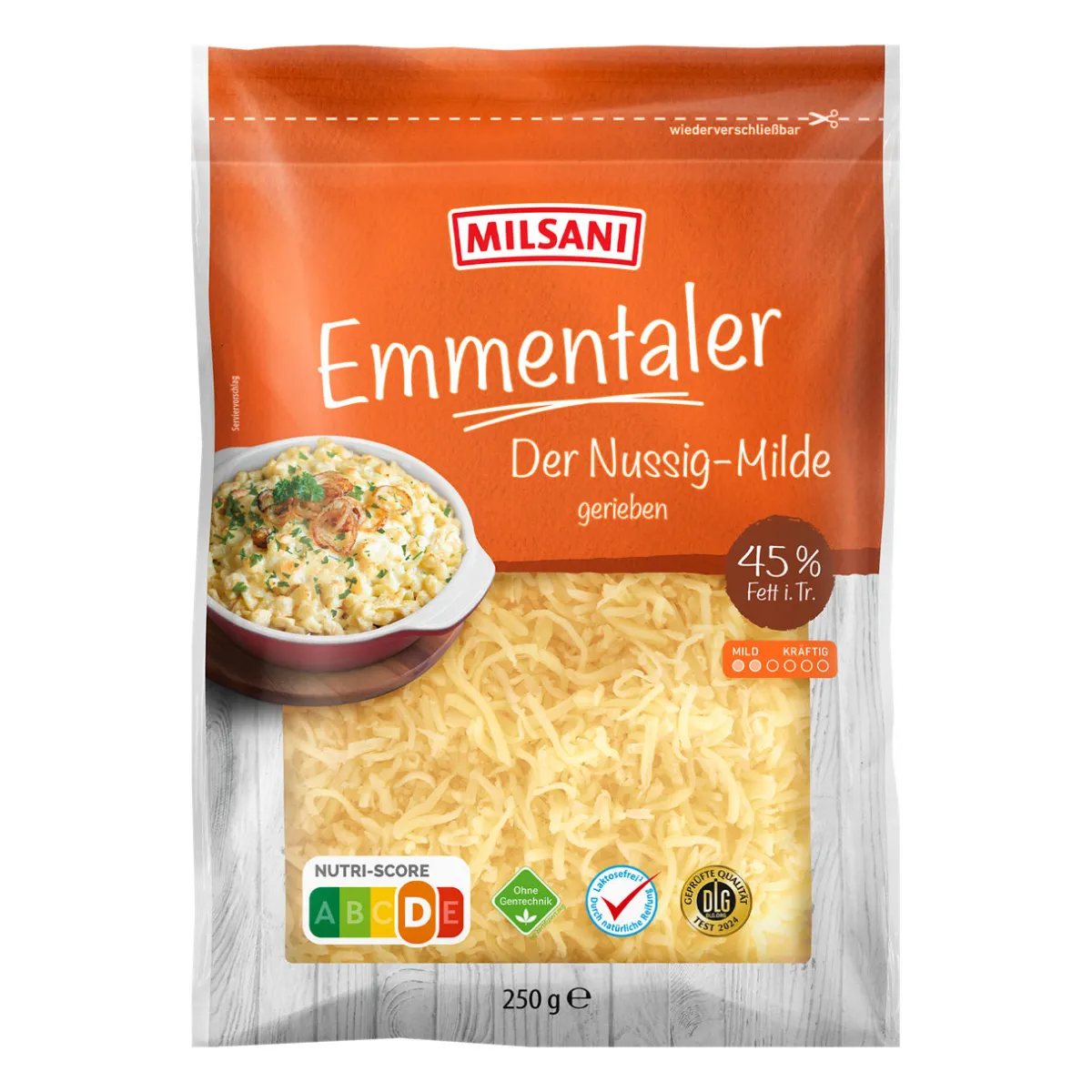 MILSANI Emmentaler gerieben- Scheibenkäse & Geriebener Käse Bei Aldi Nord.