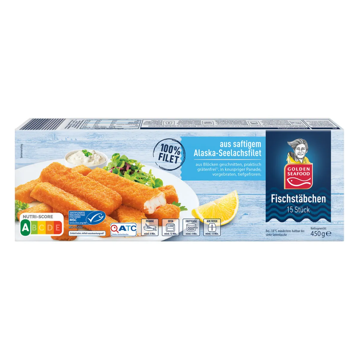 GOLDEN SEAFOOD Fischstäbchen- Dosenfisch & Tiefkühlfisch Bei Aldi Nord