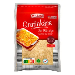 MILSANI Gratinkäse gerieben- Scheibenkäse & Geriebener Käse Bei Aldi Nord.