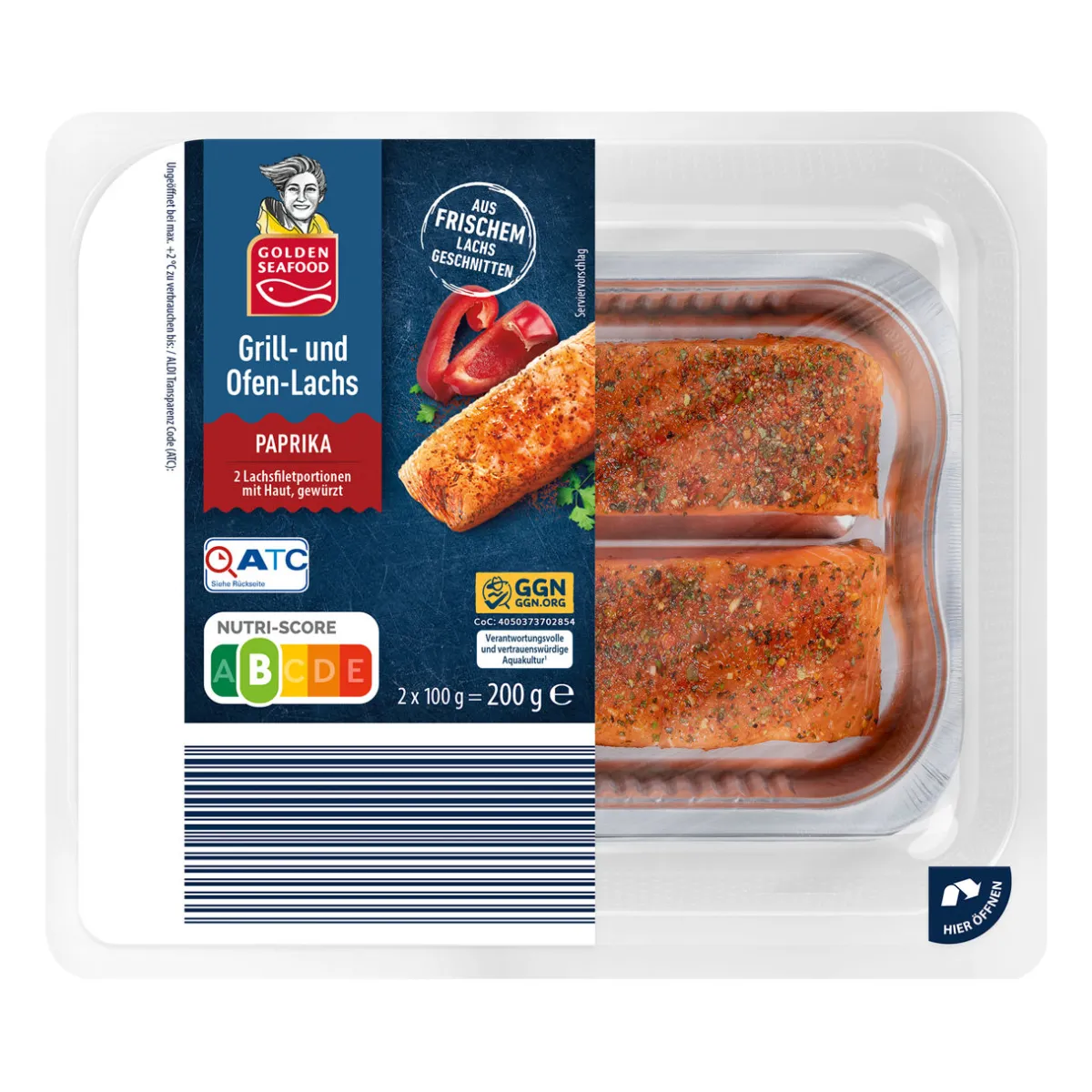 GOLDEN SEAFOOD Grill- und Ofenlachs- Frischer Fisch & Räucherfisch Bei Aldi Nord.|Grillfisch & Meeresfrüchte Im Grillsortiment Von Aldi Nord.