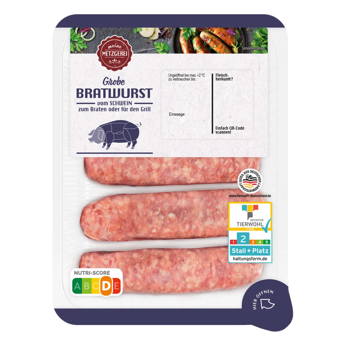 MEINE METZGEREI Grobe Bratwurst- Schweinefleisch Bei Aldi Nord.