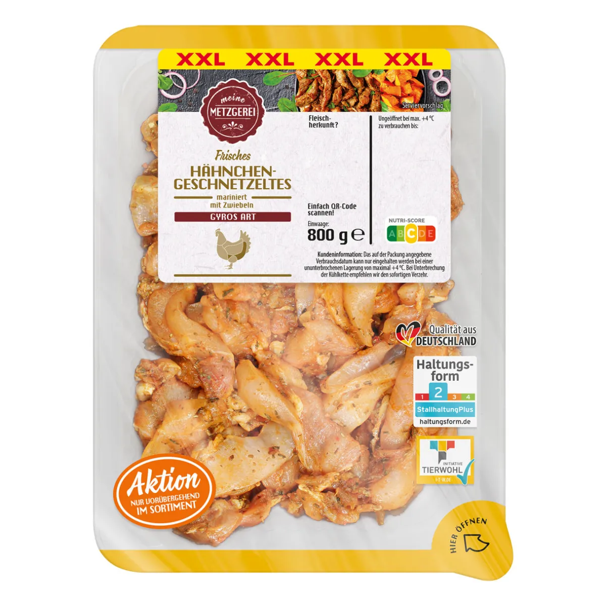 MEINE METZGEREI Hähnchengeschnetzeltes „Gyros Art“ XXL- Geflügel Bei Aldi Nord.