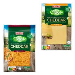 MILSANI Irischer Cheddar- Scheibenkäse & Geriebener Käse Bei Aldi Nord.