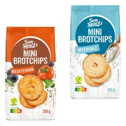 SUN SNACKS Mini Brotchips- Chips & Salzgebäck Bei Aldi Nord.|Vegane Süßigkeiten & Snacks Bei Aldi Nord.