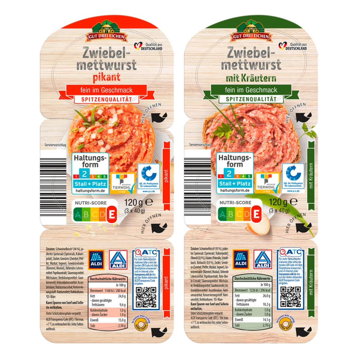 GUT DREI EICHEN Zwiebelmettwurst- Wurstaufschnitt & Streichwurst Bei Aldi Nord.